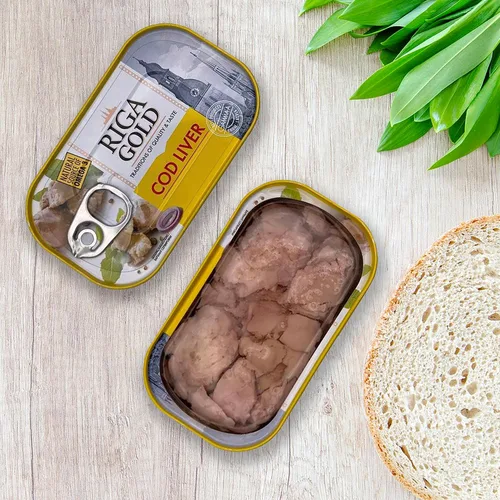 Miniatura 3 de Riga Gold Hígado de bacalao en aceite propio 4.27 oz/ 121g de Islandia (paquete 6)