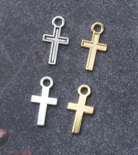 Miniatura 5 de 50 piezas de mini dije de cruz de metal para hacer joyas, encontrar collares, pulseras, aretes, llavero, idea de regalo de bricolaje, accesorios