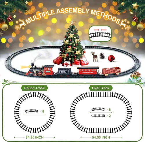 Miniatura 4 de Shemira Juego de tren de Navidad, juguetes de tren para niños y niñas, tren de juguete con humo ligero y sonido, juego de tren de vapor