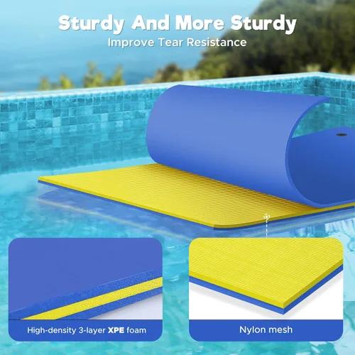 Miniatura 2 de WARMOUNTS Lily Pad Floating Mat, 7/8/9/13/15.5 FT Floating Mat, 3-Layer Tear-Resistant XPE Foam Floating Water Mat with 16.4' Elastic Bungee Tethers
