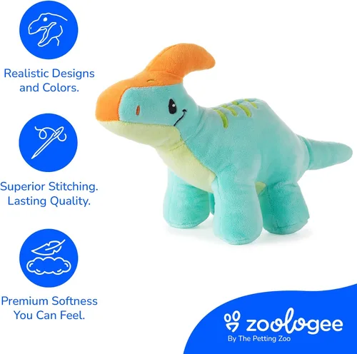 Miniatura 7 de The Petting Zoo Parasaurolophus - Peluche de dinosaurio de peluche, dinosaurio bebé, 12 pulgadas