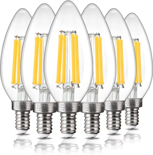 Miniatura 17 de ALAMPEVER Paquete de 6 bombillas para lámpara de techo, equivalente a 40W, foco E12 de candelabro, foco LED regulable de 330 lm, 2200 K blanco