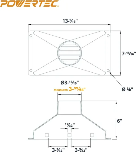 Miniatura 2 de POWERTEC 70169V Mini Gulp Dust Hood con puerto de identificación de 4 pulgadas, colector de polvo de plástico ABS para manguera de recolección