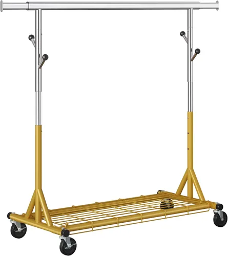 Miniatura 16 de Gewudraw Perchero resistente para ropa con capacidad de carga de 240 kg, estante de ropa de metal con ruedas y estantes resistentes, perchero Plata