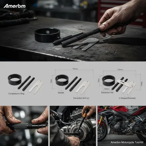 Miniatura 6 de Kit de herramientas universal de compresor de resorte de horquilla de motocicleta que funciona con la mayoría de horquillas invertidas