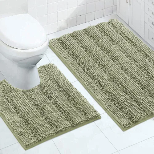 Miniatura 50 de Turquoize Alfombras de Baño de Chenilla Peludas Alfombra de Baño Antideslizante Gruesas Alfombras Peludas para Baño Chenilla Juego de Alfombra