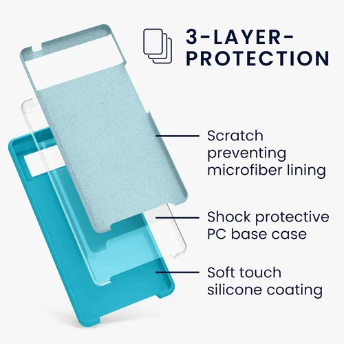 Miniatura 322 de kwmobile Funda Compatible con Google Pixel 6 Pro - Funda de teléfono de silicona TPU con acabado suave - Azul Arrecife