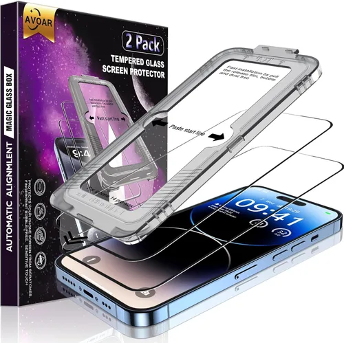 Miniatura 35 de Paquete de 2 protectores de pantalla de privacidad para iPhone 13 Pro Max /14 Plus [kit de alineación automática] vidrio templado, protección