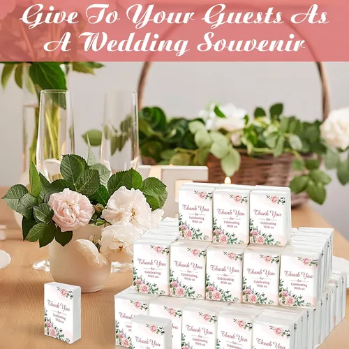 Miniatura 6 de Geelin Paquete de 100 pañuelos faciales de boda, bolsas de bienvenida, pañuelos de bolsillo, mini recuerdos de tamaño de viaje para invitados