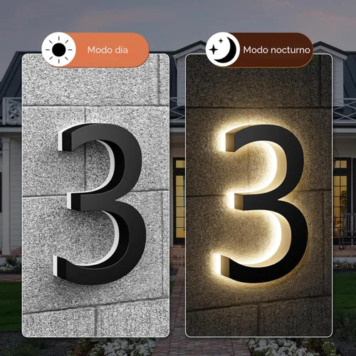 Miniatura 2 de Números de Casa Personalizados LED para Exterior con Iluminación, Números Grandes Personalizados con Energía Solar Retroiluminados, Números