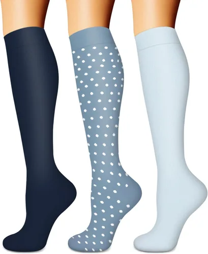 Calcetines de compresión para mujeres y hombres (3 pares) El mejor apoyo para enfermeras, correr, senderismo, recuperación y calcetines de vuelo