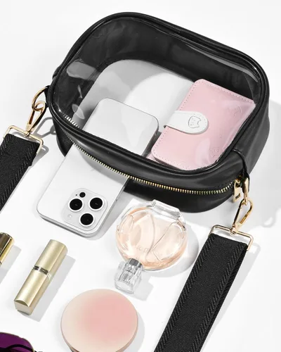 Miniatura 3 de Bulado Bolsa transparente para eventos de estadio, monederos transparentes para mujeres con correa ajustable, bolsa cruzada para fanáticos