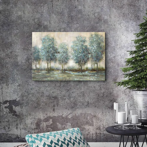 Miniatura 2 de Lienzo de pintura de árbol, arte de pared, bosque texturizado, paisaje, naturaleza, árboles, paisaje, ilustración, dormitorio, sala de estar