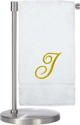 Miniatura 146 de Script R - Toalla de baño con monograma, regalo personalizado, 27 x 54 pulgadas, juego de 1 toalla bordada con texto dorado, 100% algodón turco
