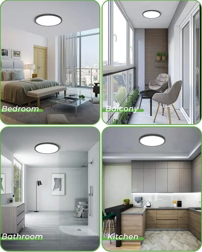 Miniatura 3 de zemty Lámpara de techo negra de 12 pulgadas, lámpara de techo LED de 28 W 3200 lm, 3 temperaturas de color en una lámpara de techo moderna de 3000