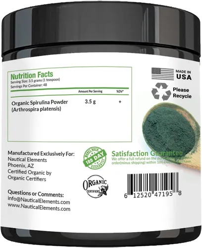 Miniatura 5 de Polvo de espirulina orgánica USDA de alta calidad, espirulina orgánica de algas verdes azules de California y Hawái, 100% vegetariana y vegana, sin