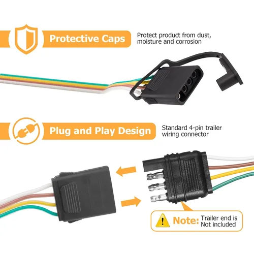 Miniatura 4 de WeiSen Arnés de cableado de remolque personalizado de 4 pines compatible con Dodge Nitro 2007-2012, compatible con Jeep Liberty 2008-2012