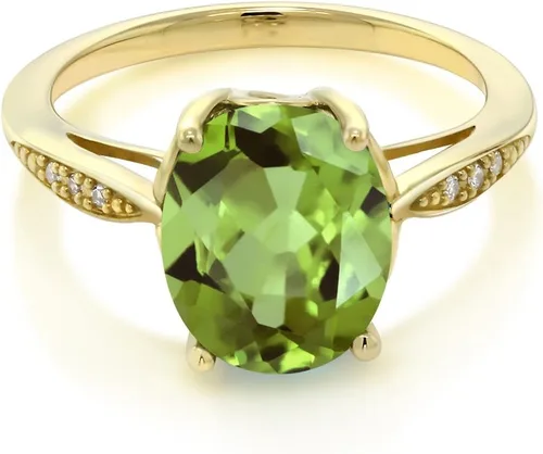 Miniatura 42 de Gem Stone King Anillo de compromiso de oro amarillo de 14 quilates de 2-3 quilates con piedra preciosa ovalada de 0.394 x 0.315 in y diamantes
