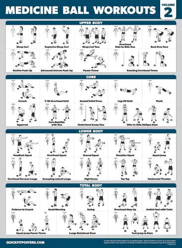 Miniatura 6 de Palace Learning Paquete de 3 – Entrenamientos de pelota medicinal Volumen 1 y 2 + Juego de póster de ejercicios de calentamiento – Gráficos