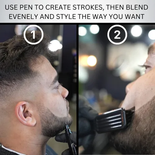 Miniatura 4 de OMWAH Relleno de lápiz para barba y cejas para hombre, resistente al agua, cepillo para barba, acabado natural de larga duración (marrón oscuro)