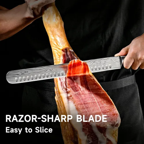 Miniatura 4 de Sunnecko Juego de cuchillos profesionales para tallar barbacoa, cuchillo para cortar y deshuesar para cortar carne, cuchillo alemán de acero