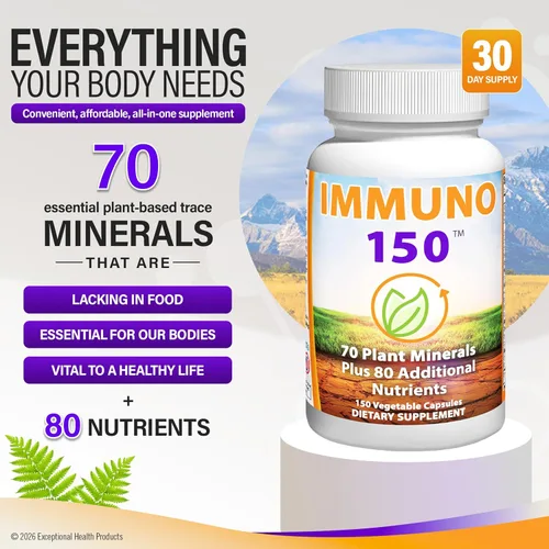Miniatura 2 de Immuno 150, suplemento para el sistema inmune, repleto de 70 minerales vegetales, 13 vitaminas esenciales y 68 nutrientes adicionales - 150 cápsulas