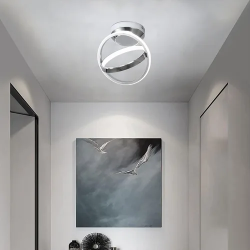 Miniatura 3 de CANEOE Lámparas de techo LED modernas, lámparas de pasillo redondas creativas de 30W con acabado cromado, lámpara de 6000K cerca del techo