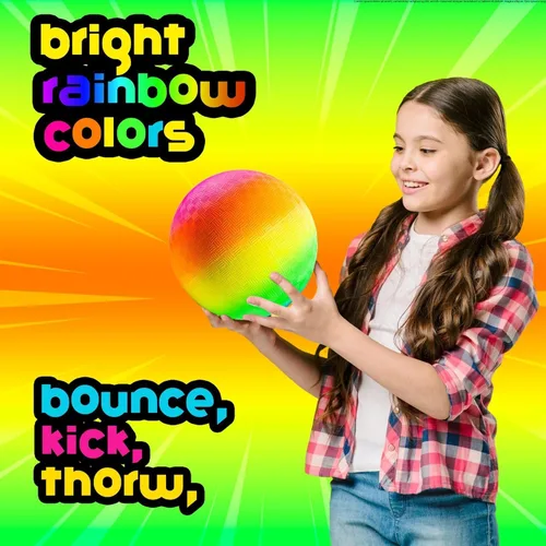 Miniatura 2 de PlayBolt Rainbow Playground Ball - Pelota inflable de goma de 8.5 pulgadas (paquete de 1) para niños y adultos, juegos en interiores y exteriores