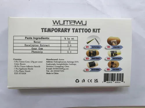 Miniatura 5 de Kit de tatuajes temporales, 4 conos de pasta de tatuaje semipermanentes, pintura artística de cuerpo indio para mujeres, hombres y adolescentes