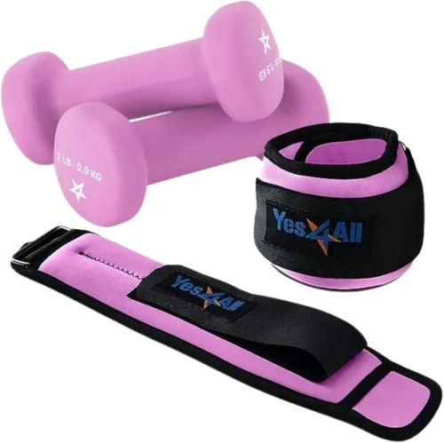 Miniatura 13 de Yes4All Par de pesas para muñeca y tobillo de 1 libra a 10 libras, correa ajustable para caminar, trotar, pilates, gimnasio, entrenamiento de D. Par
