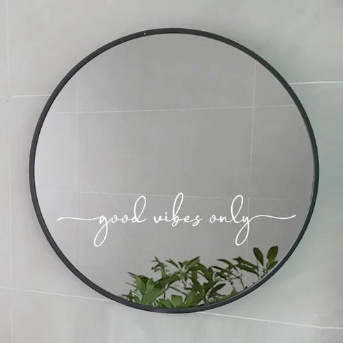 Miniatura 4 de Calcomanía de espejo "Good Vibes Only" – Vinilo blanco con cita motivacional, arte de pared de afirmación positiva para baño, dormitorio, automóvil