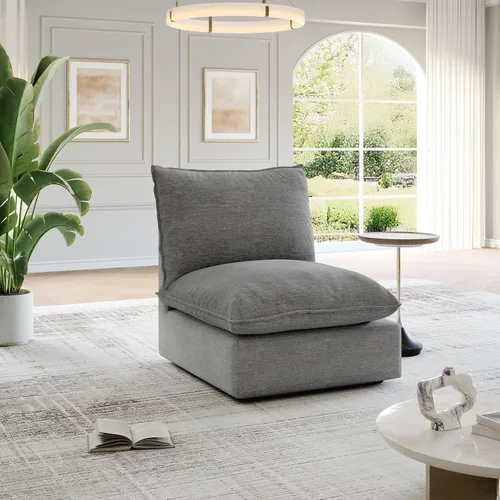 Miniatura 8 de Cloud - Sofá modular modular con relleno de plumón, sofá biplaza con respaldo alto y otomana, moderno sofá modular con funda extraíble, gris oscuro