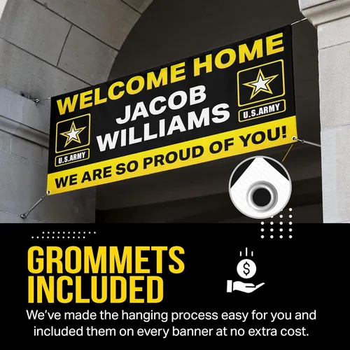 Miniatura 3 de Cartel militar personalizado de bienvenida a casa por DOT4DOT – Letrero personalizado personalizable para bandera del ejército de Estados Unidos