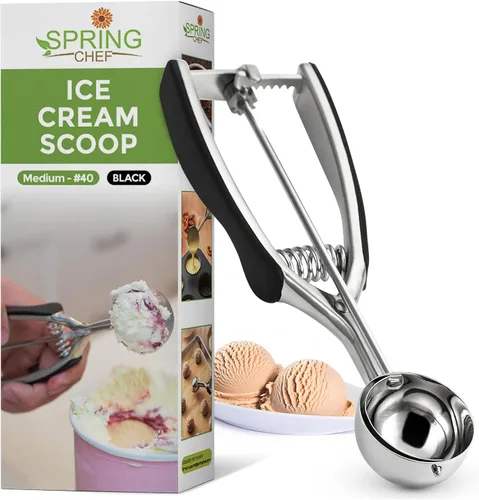 Miniatura 19 de Spring Chef Rojo Mediano 1.7 Cucharadas Cuchara para Galletas para Hornear - Cuchara Bolera para Melón de Acero Inoxidable #40 con Liberación