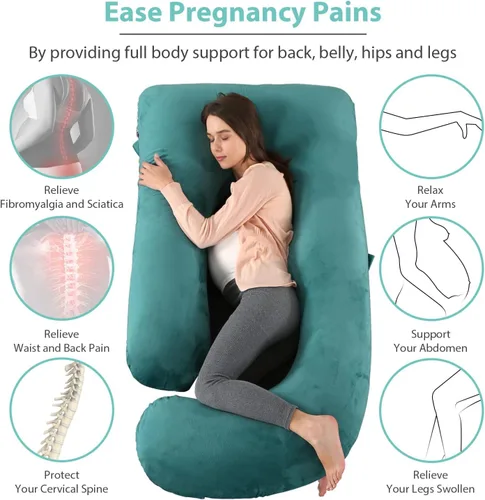 Miniatura 6 de BATTOP Almohadas de embarazo para dormir, almohada de maternidad de cuerpo completo con funda extraíble, soporte para espalda, caderas, piernas