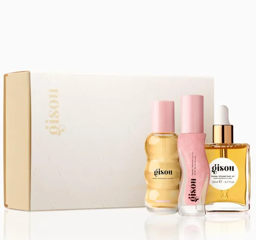 Miniatura 14 de Gisou Aceites labiales con infusión de miel Gloss Hour Edition, juego de brillo labial hidratante y no pegajoso con remolino de frambuesa, melocotón