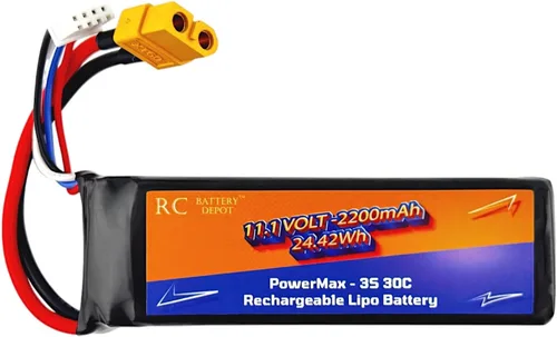 11.1V 2200mAh 3S 30C XT60 Plug RC Batería de polímero de litio (LiPo) para juguetes RC, barcos, coches, aviones, batería LiPo de alta capacidad