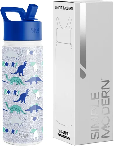 Miniatura 77 de Simple Modern Botella de agua para niños con tapa con pajilla, vaso aislado de acero inoxidable de 14 onzas para niños y a prueba de derrames