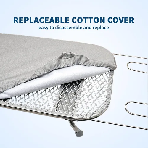 Miniatura 6 de Tabla de planchar plegable con soporte de hierro, tabla de planchar de metal pequeña portátil que ahorra espacio con cubierta de algodón resistente