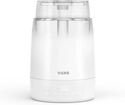 Vicks Embrace Cool Mist - Humidificador de llenado superior (VUL900), color blanco, humidificador de niebla fría para dormitorio u oficina
