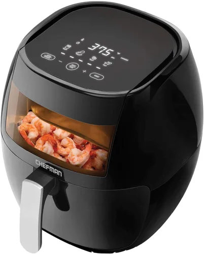 Chefman TurboFry Touch - Freidora de aire de 8 cuartos de galón con ventana de visualización XL y pantalla digital avanzada, freír con menos aceite