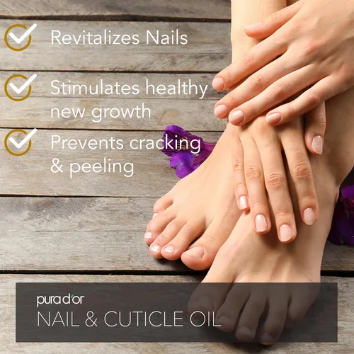 Miniatura 4 de PURA D'OR Aceite de uñas y cutículas de 4 onzas – Tratamiento nutritivo con cuentagotas – Mezcla natural enriquecida con biotina, vitamina E, leche