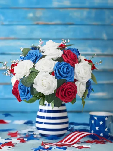 Miniatura 2 de InnoGear Flores artificiales, paquete de 50 unidades, rosas de espuma blancas artificiales con tallos para decoración, celebración, bricolaje, ramos