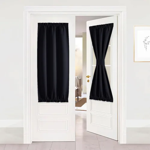 Miniatura 60 de NICETOWN Cortinas opacas unicolor con aislamiento térmico para puerta francesa, granja, oscurecimiento de habitación, puertas y ventanas de Marrón