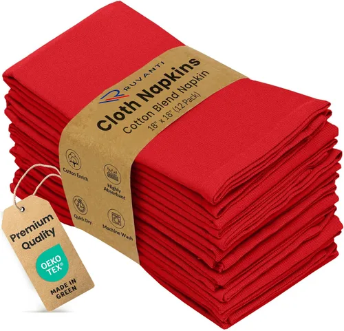 Miniatura 56 de Ruvanti - Juego de 4 servilletas de tela de 45x45 centímetros, lavables, suaves, duraderas, absorbentes, mezcla de algodón. Servilletas de mesa