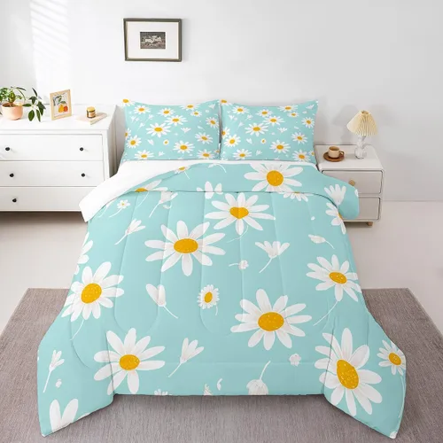 Miniatura 29 de Manfei Juego de Edredón Floral de Acuarela Tamaño Twin, Juego de Ropa de Cama de Flores Botánicas y Hojas 2 piezas, Edredón de Plumón de Flores