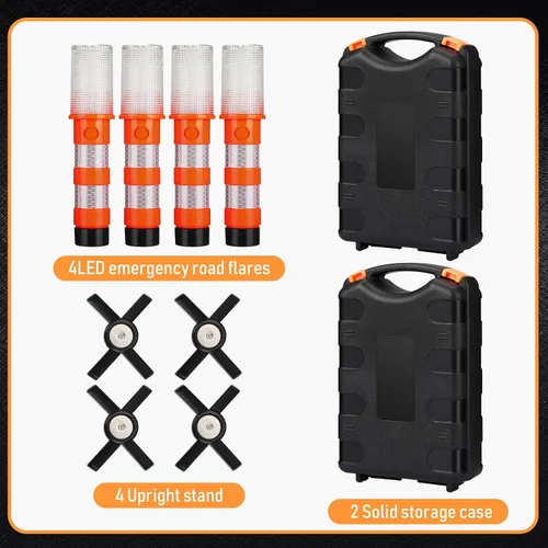 Miniatura 6 de Leumoi Paquete de 8 luces de emergencia para carretera, luces LED de advertencia para carretera, luces rojas brillantes para vehículos