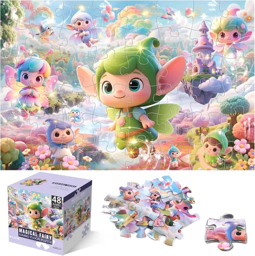 Miniatura 9 de Rompecabezas de piso Jumbo para niños, rompecabezas de unicornio de 48 piezas, rompecabezas grande para niños pequeños de 3 a 5 años, juguete