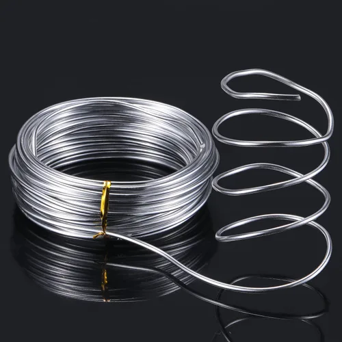 Miniatura 3 de TecUnite Alambre de aluminio para manualidades para esculpir armadura, alambre de aluminio plegable para joyería DIY (1 rollo, plateado, 10 m x 3 mm)