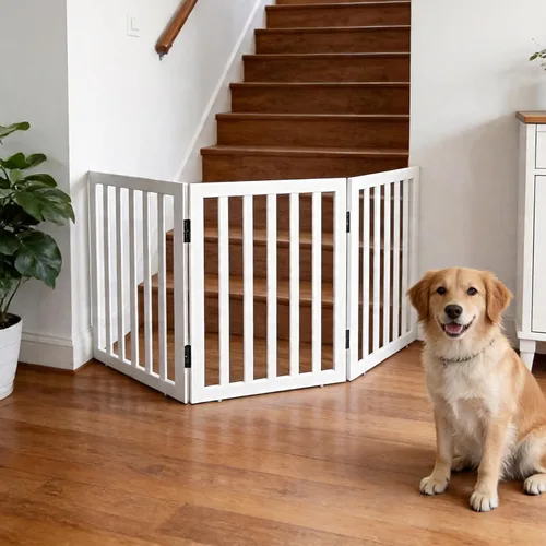 Miniatura 2 de Puerta para perros para interiores, valla independiente para perros, para la casa, puertas, pasillos o escaleras, puerta para mascotas plegable
